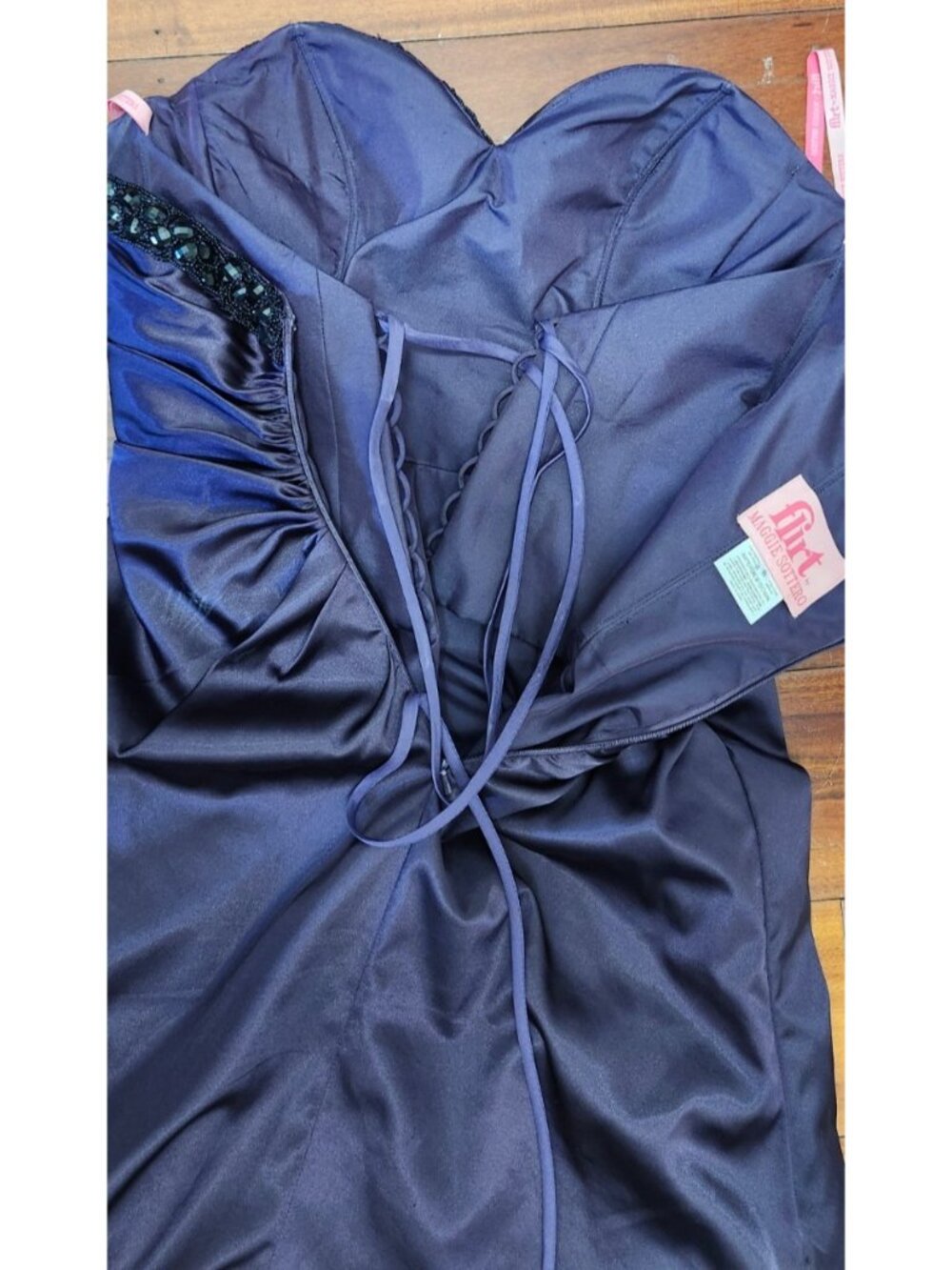 Flirt by Maggie Sottero Purple Beaded Strapless Formal Prom Gown Dress Size 8 - Picture 10 of 16